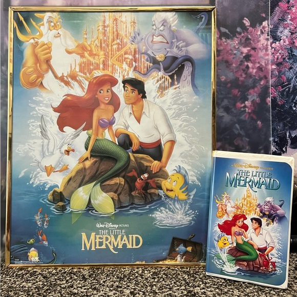 Original BANNED Little Mermaid poster and VHS combo (with hidden character 😉) - Picture 1 of 7
